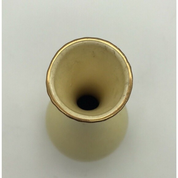 Vintage Golden Aero Warranted 22 K Gold Pale Yellow Lotus Flower Flute Bud Vase - Picture 8 of 10